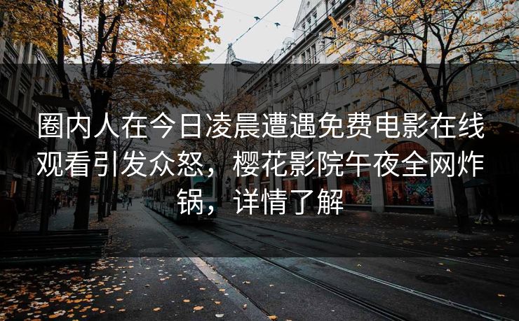 圈内人在今日凌晨遭遇免费电影在线观看引发众怒，樱花影院午夜全网炸锅，详情了解