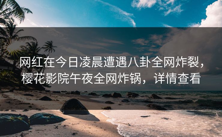 网红在今日凌晨遭遇八卦全网炸裂，樱花影院午夜全网炸锅，详情查看