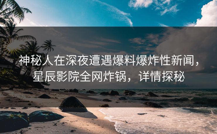 神秘人在深夜遭遇爆料爆炸性新闻，星辰影院全网炸锅，详情探秘